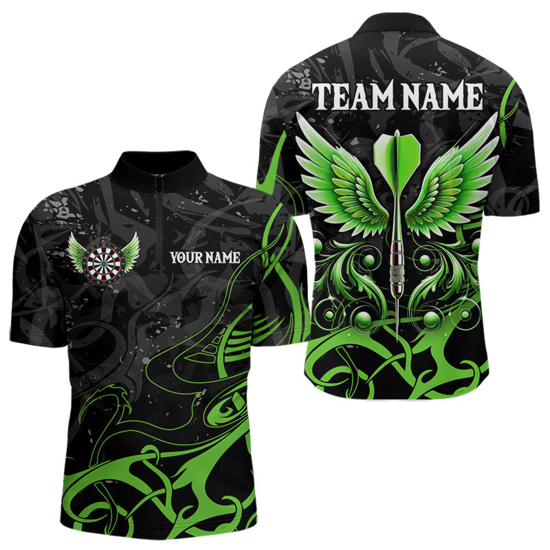Blisscorners Personalized Black Green Darts Arrow Wings Dart Shirts Custom Dart Jerseys Team Outfit