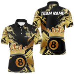 Blisscorners Personalized Golden 8 Ball Crown Billiard Shirt For Men, Pool King Team Jerseys Polo & 1/4 Zip MT2306