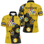 Blisscorners Personalized Yellow Black Funny Billiard Balls Pool Shirts For Men