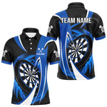 Blisscorners Personalized Blue And Black Darts Shirt For Men Custom Darts League Team Polo & 1/4 Zip Jerseys MT1607