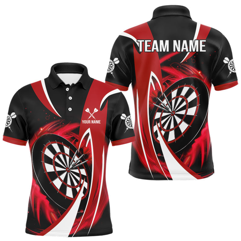 Blisscorners Personalized Red And Black Darts Shirt For Men Custom Darts League Team Polo & 1/4 Zip Jerseys MT1607