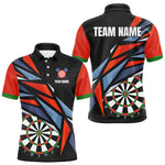 Blisscorners Personalized Red, Blue & Black Darts Shirt For Men Custom Darts League Team Jersey Polo & 1/4 Zip MT1607