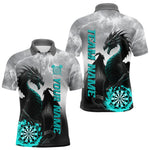 Blisscorners Turquoise Custom Lightning Dragon Dart Shirt For Men, Strike Darts Team Jersey Polo & Quarter Zip