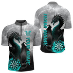 Blisscorners Turquoise Custom Lightning Dragon Dart Shirt For Men, Strike Darts Team Jersey Polo & Quarter Zip