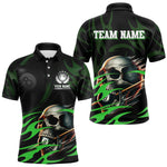 Blisscorners Green Funny Skull 8 Ball Pool Shirt For Men Custom Billiard Team Jersey Polo & 1/4 Zip LM2007