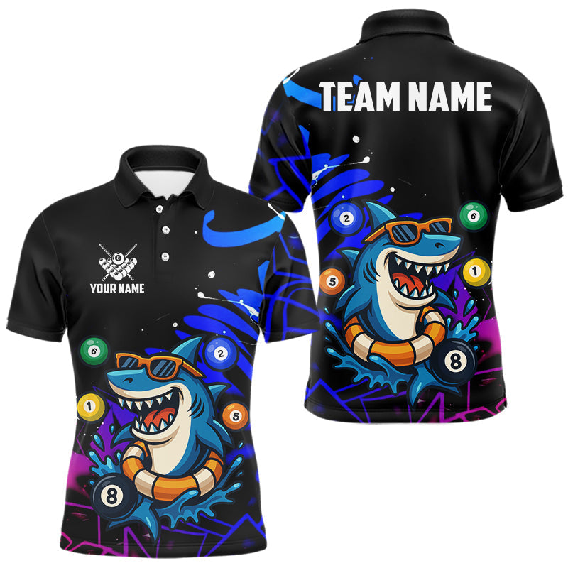 Blisscorners Funny Shark Pool Balls Men's Billiard Shirts Custom Billiard Jerseys, Billiard Team Shirts
