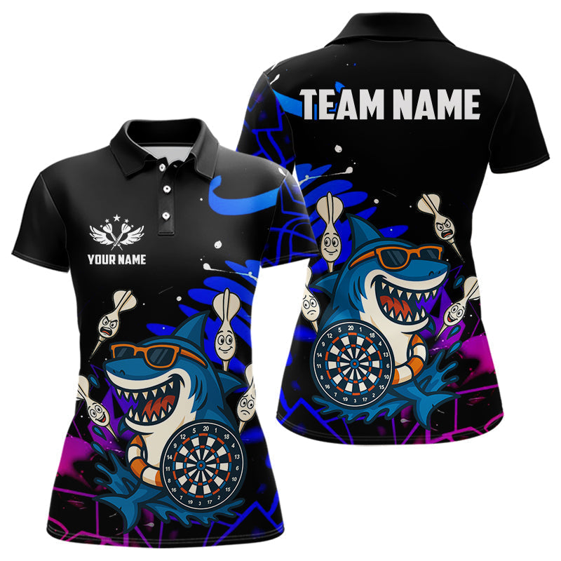 Blisscorners Funny Shark Darts Shirt For Women â€“ Custom Dart Team Jersey | Polo & Quarter Zip Darts Shirt Style
