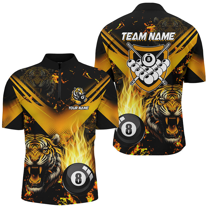 Blisscorners Tiger 3D All Over Print Billiard Shirts For Men Custom 8 Ball Team League Billiard Jerseys