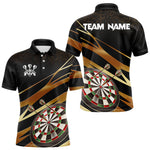 Blisscorners Black And Gold Dart Shirts For Men Custom 3D Dartboard Jersey, Darts Team Polo & Quarter Zip LM1625