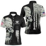 Blisscorners Grunge Camo Skull American Flag Billiard Shirt For Men Custom Patriotic 8 Ball Pool Team Jersey LM3006