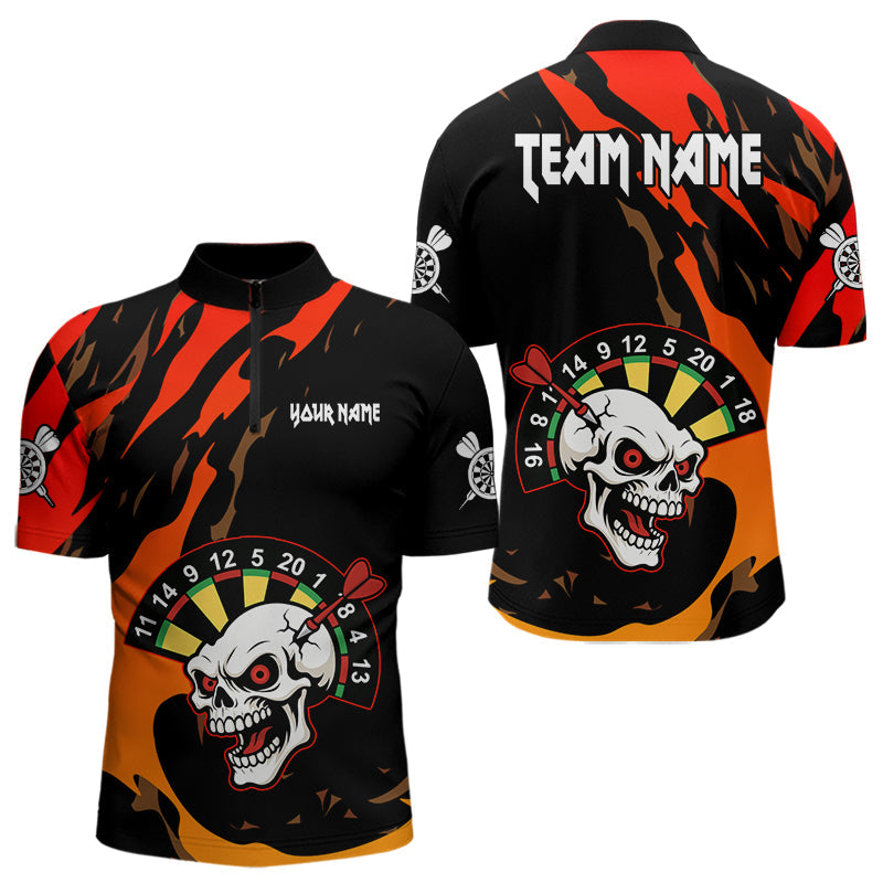 Blisscorners Funny Skull Dart Shirts For Men Custom Dart Team Jersey, Best Darts Outfit LM1625