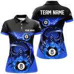 Blisscorners Blue Death Skeleton Flame 8 Ball Pool Billiard Shirts Custom Billiard League Team Jerseys