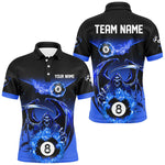 Blisscorners Blue Death Skeleton Flame 8 Ball Pool Billiard Shirts Custom Billiard League Team Jerseys