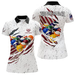 Blisscorners Patriotic American Flag Grunge Billiard Jersey For Men Custom Billiard Shirt Polo & 1/4 Zip |White