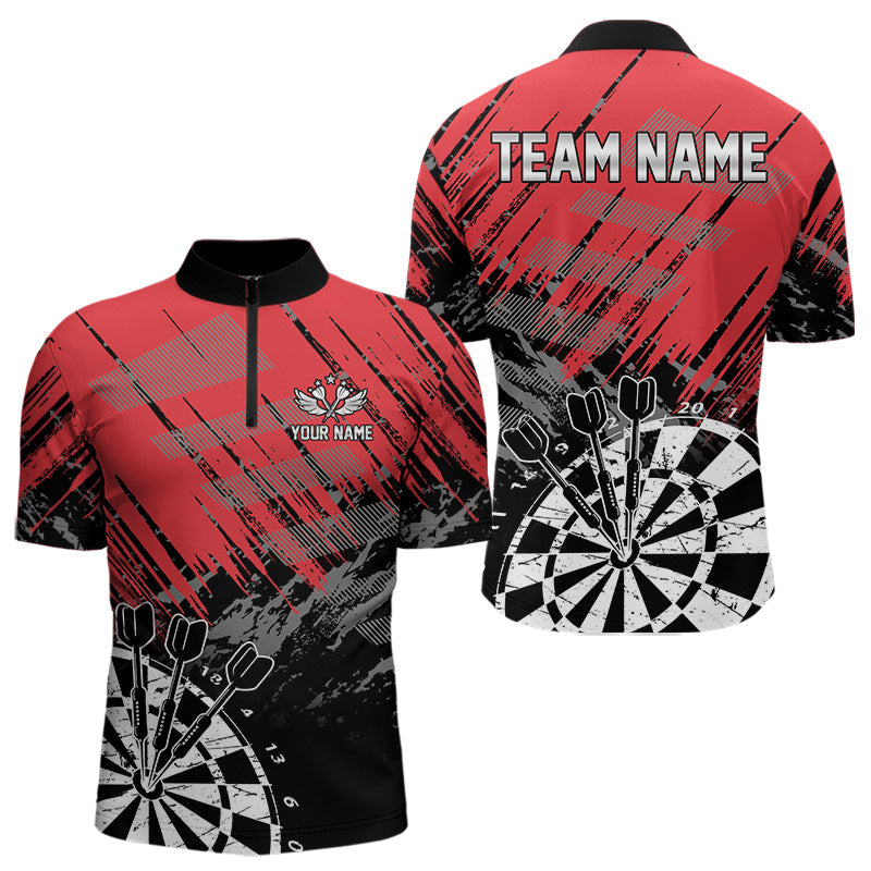 Blisscorners Black And Red Grunge Darts Shirts For Men Custom Dart Team Jerseys Outfit