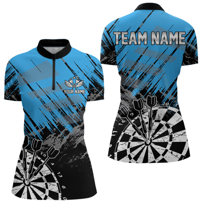 Blisscorners Black And Blue Grunge Darts Shirts For Men Custom Dart Team Jerseys OutfitMT0306