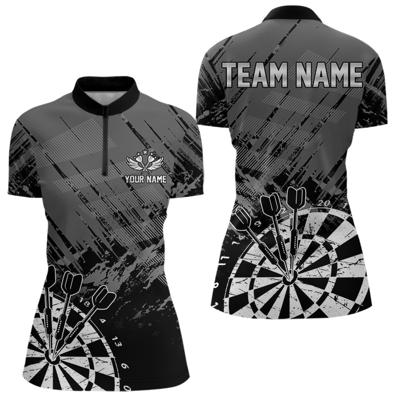 Blisscorners Black And Grey Grunge Darts Shirts For Men Custom Dart Team Jerseys Outfit