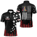 Blisscorners Black Grunge American Flag Billiard Shirt For Men Custom Patriotic Billiard Pool Jersey