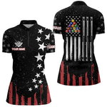 Blisscorners Black Grunge American Flag Billiard Shirt For Men Custom Patriotic Billiard Pool Jersey