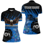 Blisscorners Personalized Eagle 8 Ball Pool Billiard Shirt For Men, Billiard Jerseys Team Polo & 1/4 Zip|Blue