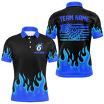 Maxxcorners Personalized Blue Flaming Billiard Jersey For Men Custom 8 Ball Pool Billiard Team Shirts MT0307