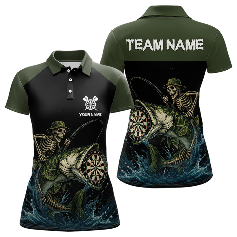 Blisscorners Darts Custom Funny Skeleton Fishing Dart Shirt With Pocket For Men Dart Team Jersey