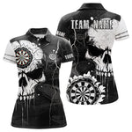 Blisscorners Darts Custom Black And White Grunge Skull Dart Shirts For Men | Team Darts Jerseys - Polo & Quarter Zip