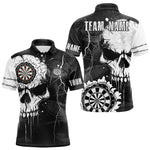Blisscorners Darts Custom Black And White Grunge Skull Dart Shirts For Men | Team Darts Jerseys - Polo & Quarter Zip