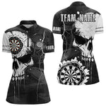 Blisscorners Darts Custom Black And White Grunge Skull Dart Shirts For Men | Team Darts Jerseys - Polo & Quarter Zip