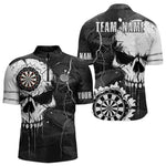 Blisscorners Darts Custom Black And White Grunge Skull Dart Shirts For Men | Team Darts Jerseys - Polo & Quarter Zip