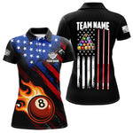 Blisscorners Funny Flame 8 Ball Billiard Shirts For Men Custom Patriotic American Flag Pool Team Jerseys MT1006