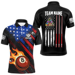 Blisscorners Funny Flame 8 Ball Billiard Shirts For Men Custom Patriotic American Flag Pool Team Jerseys MT1006