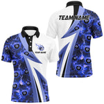 Blisscorners Personalized Lightning 8 Ball Pool Flame Pattern Men Billiard Shirts Billiard Team Jerseys |Blue