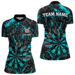 Blisscorners Custom Black And Blue Grunge Camo Dart Shirts For Men, Camouflage Dart Team Jersey Polo & 1/4 Zip