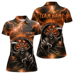 Blisscorners Personalized Orange Grim Reaper Custom Thunder Lightning Men Dart Shirts, 3D Darts Team Jerseys