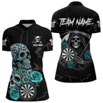 Blisscorners Personalized Funny Turquoise Skull Roses Darts Shirt For Men Custom Darts Team Jersey, Dart Outfit