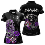 Blisscorners Personalized Funny Purple Skull Roses Darts Shirt For Men Custom Darts Team Jersey, Darts Outfit