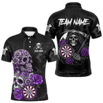 Blisscorners Personalized Funny Purple Skull Roses Darts Shirt For Men Custom Darts Team Jersey, Darts Outfit