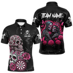 Blisscorners Personalized Pink Skull Roses Gothic Romance Darts Shirt For Men, Dart Jersey Outfit, Dart Gifts