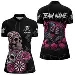 Blisscorners Personalized Pink Skull Roses Gothic Romance Darts Shirt For Men, Dart Jersey Outfit, Dart Gifts