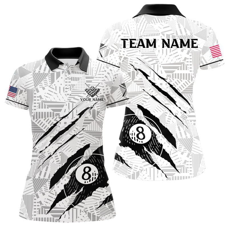 Blisscorners Personalized Funny Scratch 8 Ball Pool Billiard Polo, 1/4 Zip For Men Custom Team Billiard Jersey