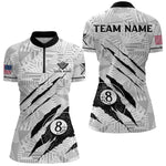 Blisscorners Personalized Funny Scratch 8 Ball Pool Billiard Polo, 1/4 Zip For Men Custom Team Billiard Jersey