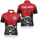 Blisscorners Personalized Red Christmas Santa 8 Ball Pool Billiard Shirts For Men, Funny Xmas Billiard Jerseys
