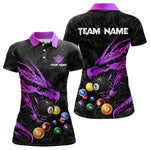 Blisscorners Personalized Purple Black Dragon Billiard Balls Pool Shirts For Men, Billiard League Team Jerseys
