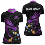 Blisscorners Personalized Purple Black Dragon Billiard Balls Pool Shirts For Men, Billiard League Team Jerseys