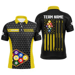 Blisscorners Personalized Retro US Flag 9 Ball Pool Billiard Shirts For Men Custom Yellow Black Billiard Jerseys