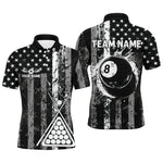 Blisscorners Custom Black Grunge US Flag Patriotic Billiard Shirt For Men Retro 8 Ball Pool Billiard Team Jersey