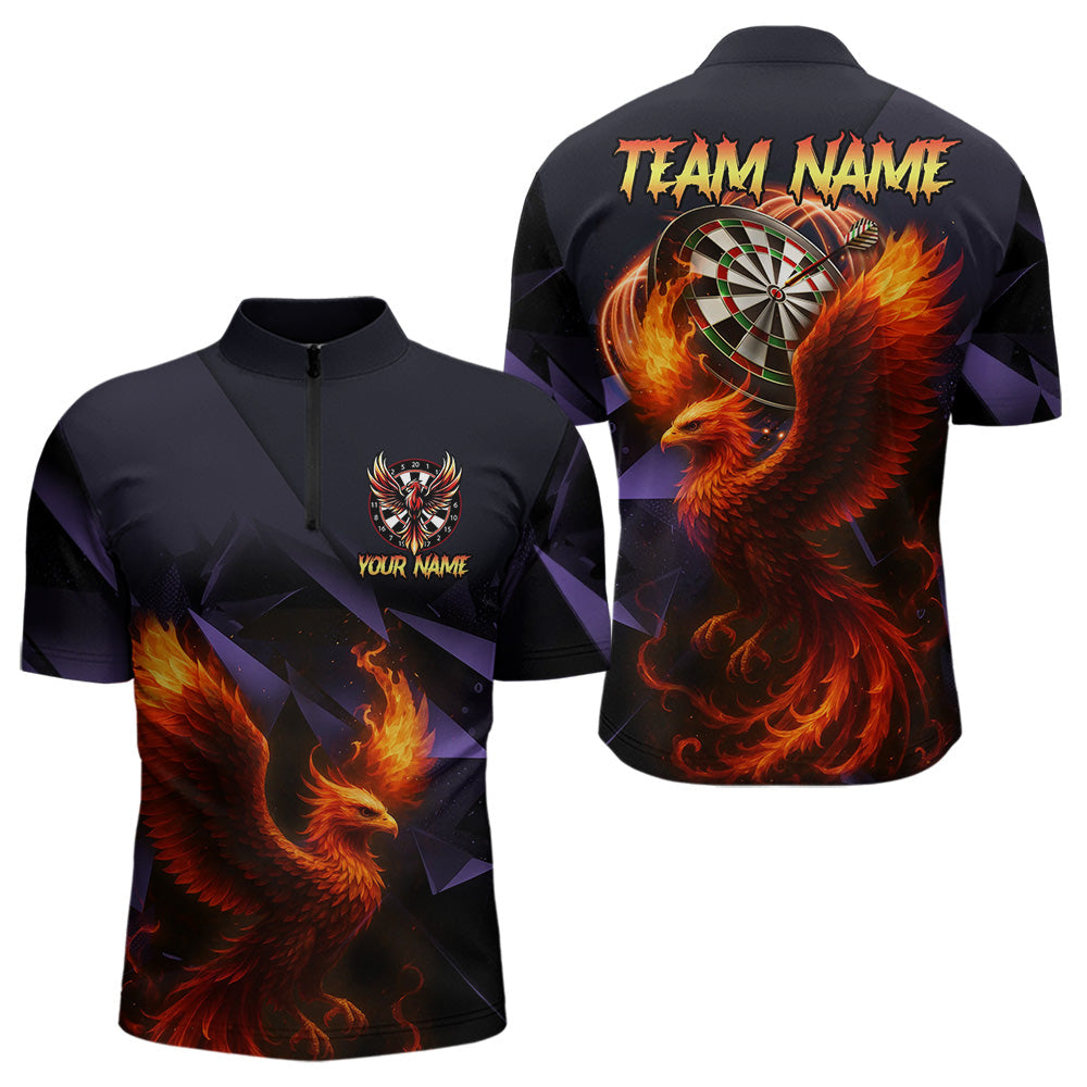 Blisscorners Personalized Phoenix Dartboard 3D Dart Shirts For Men Custom Darts Jerseys Polo & Quarter Zip LM1506