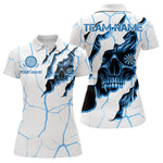 Blisscorners Personalized Skull White Blue Grunge Darts Polo & Quarter-Zip For Men Custom Dart Team Jerseys Lm0803