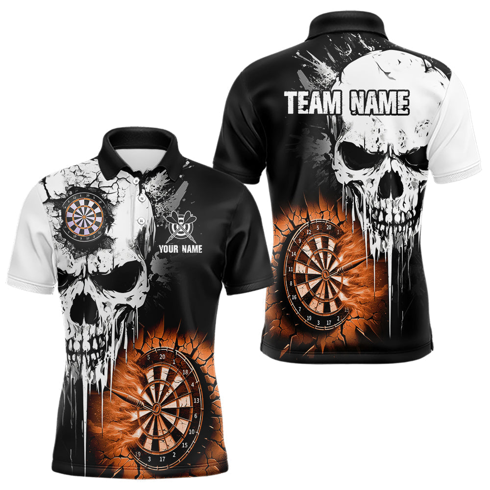 Blisscorners Personalized Grunge Skull Crack Wall Women Dart Shirts Custom Darts League Team Jerseys |Orange